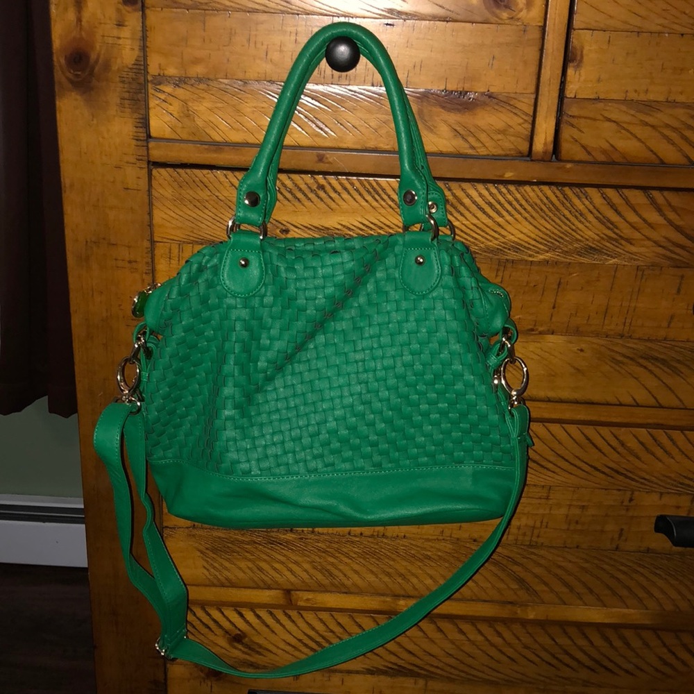 Large green bag.
